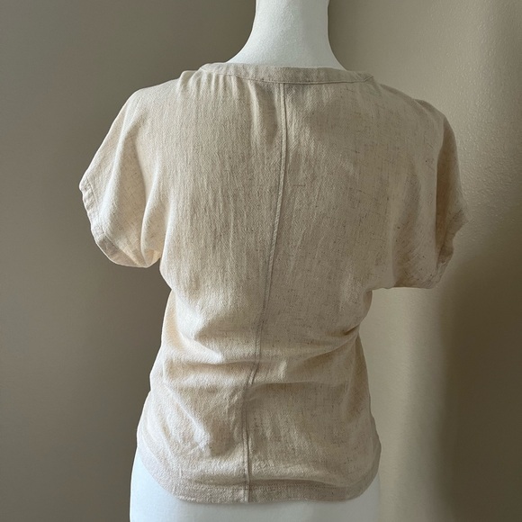 MADEWELL-Linen blend short sleeve blouse - Picture 2 of 4